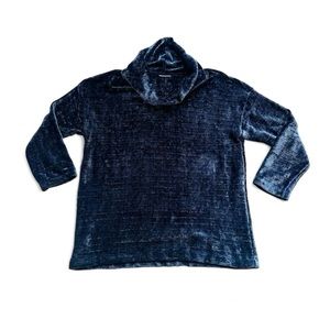 ★ J. Jill Women’s Cowl Neck Long Sleeve Blue Velvet Velour Sweater ★
